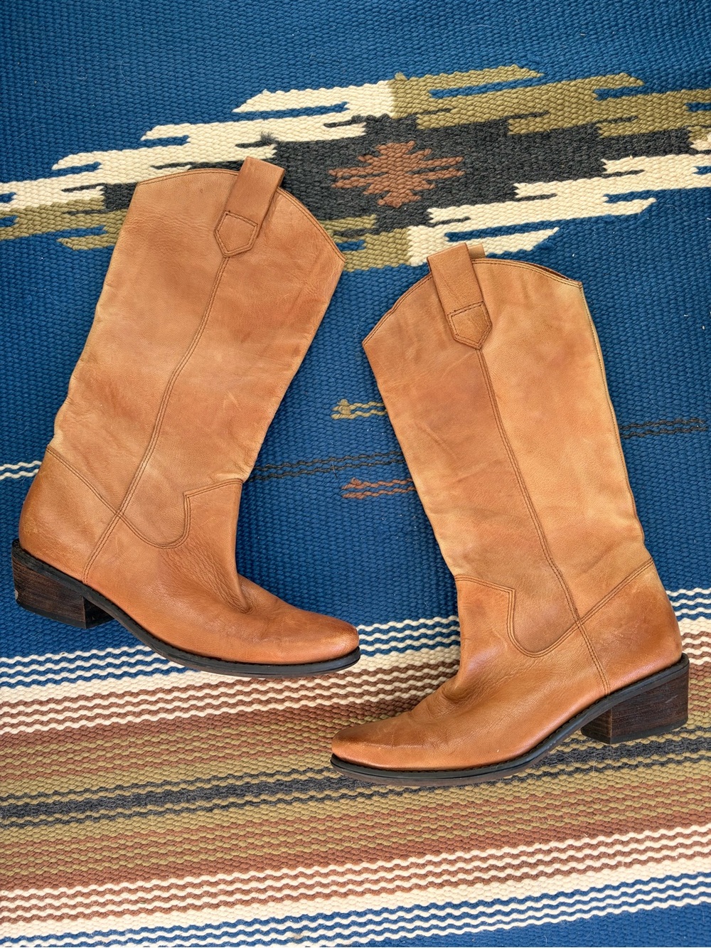 Vintage Real Italian Leather Maxi Boots with Heel